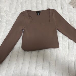Sincerely Jules Brown Ribbed Long Sleeve Top